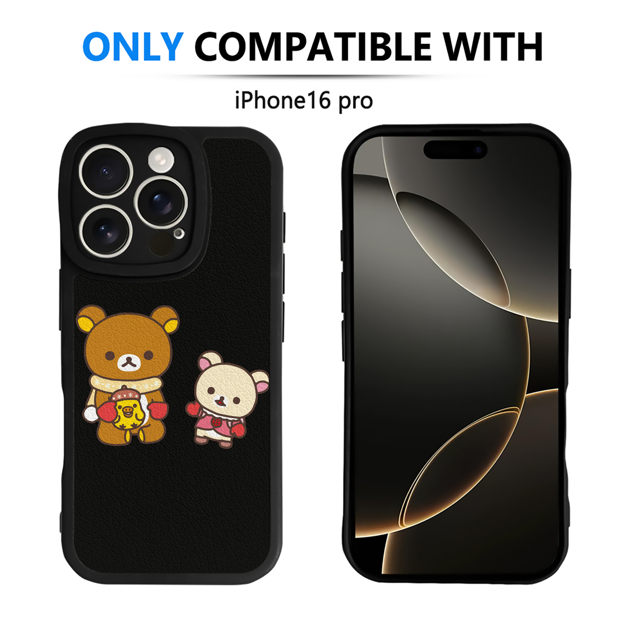 （画像用） リラックマ リラックマ キイロイトリ Rilakkuma Korilakkuma Kiiroitori 【iPhone 16シリーズ対応】シリコンスマホケース（レザー調） 材質：シリコン